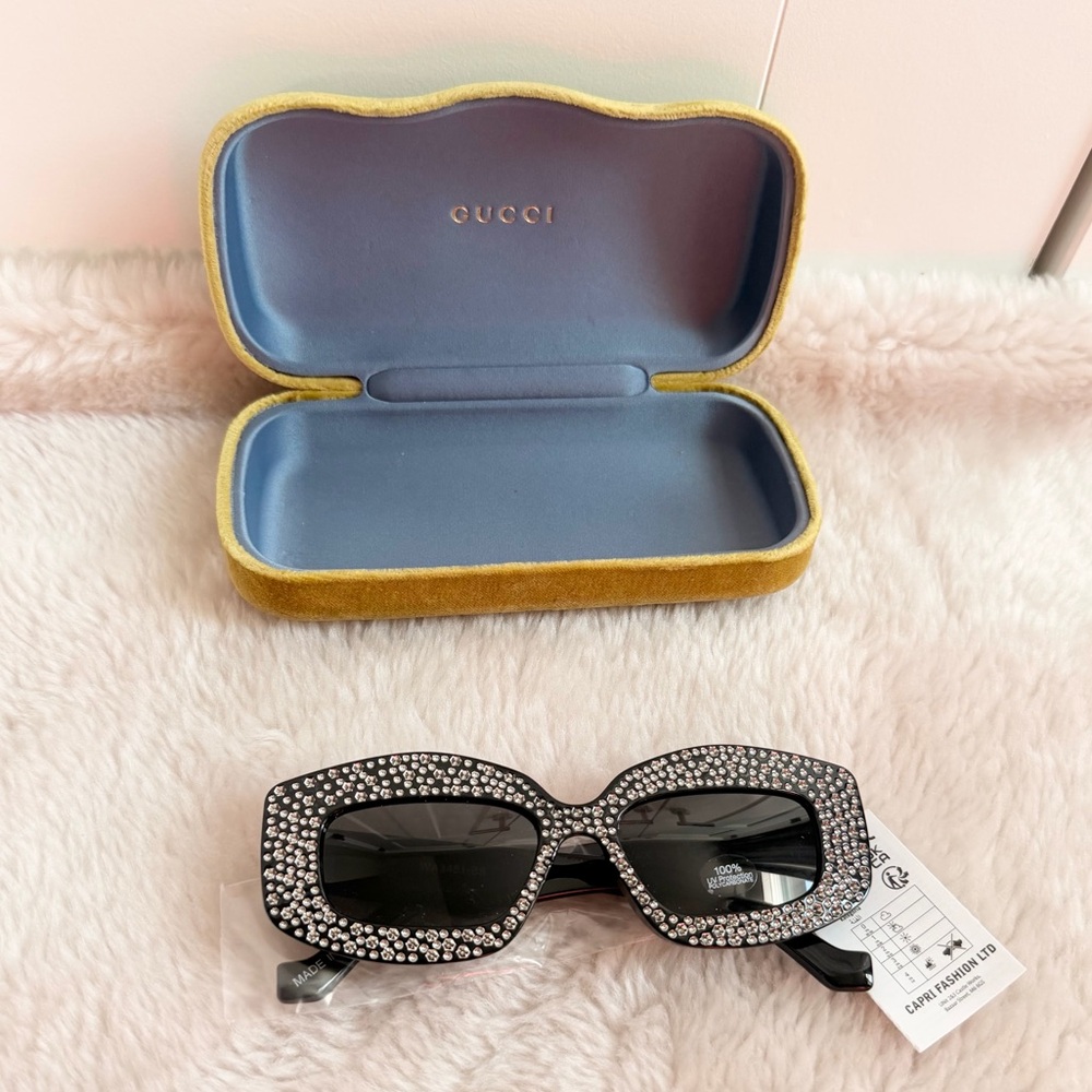 Gucci Yellow and Blue Velvet Glasses case - Picture 4 of 6